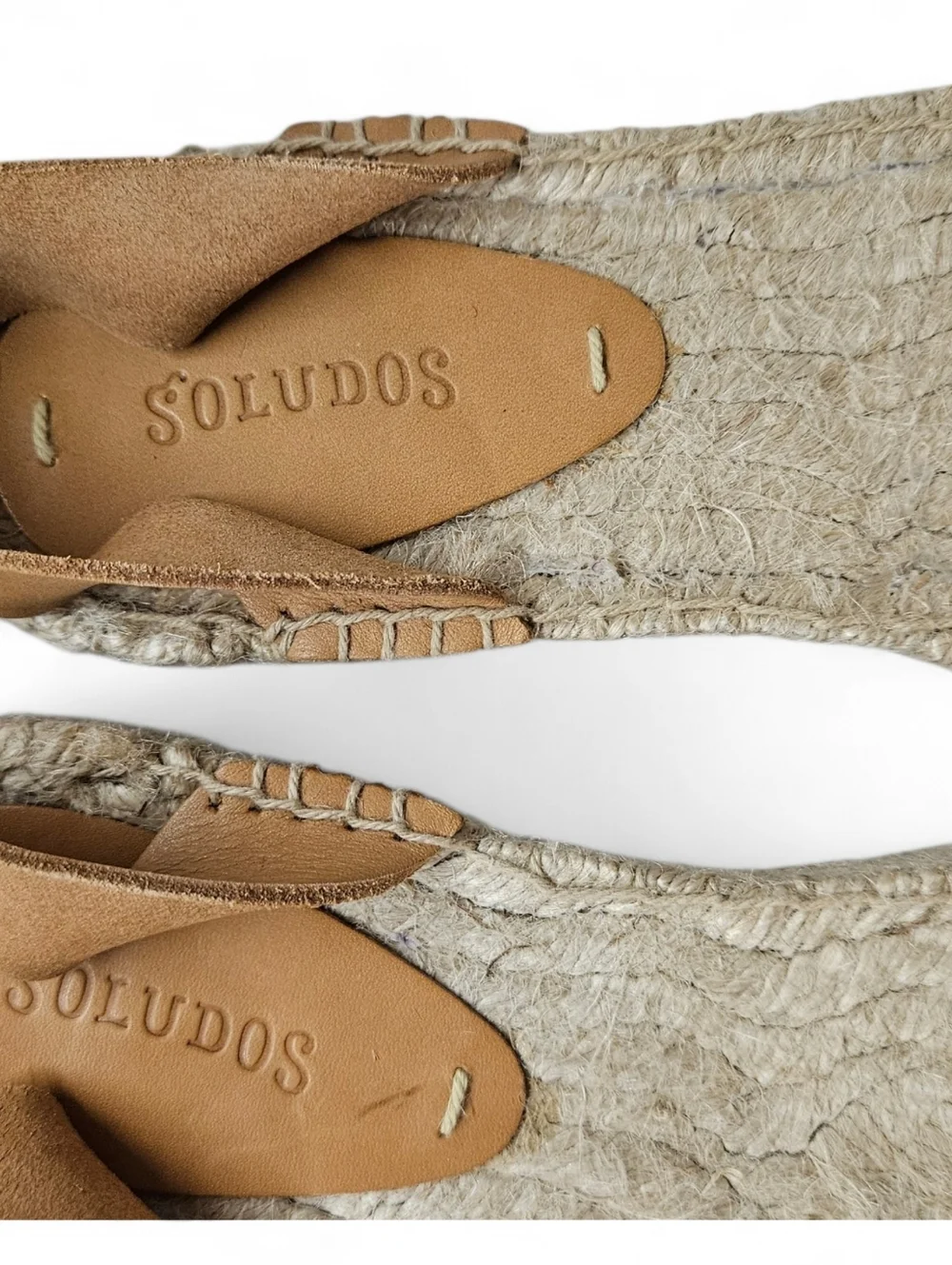 Soludos Cadiz Platform Espadrille Sandal In Tan Leather And Cream Size 8.5